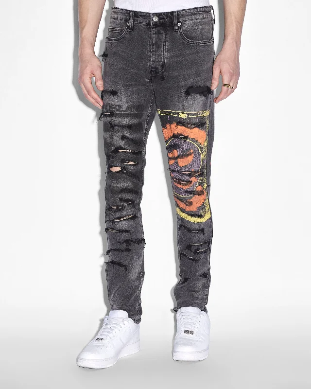 Men's Slim Fit Stretch Jeans in Dark Wash for a Modern and Comfortable LookCHITCH HARDCORE ANGST BLACK Men's Slim Fit Stretch Jeans in Dark Wash for a Modern and Comfortable LookCHITCH HARDCORE ANGST BLACK