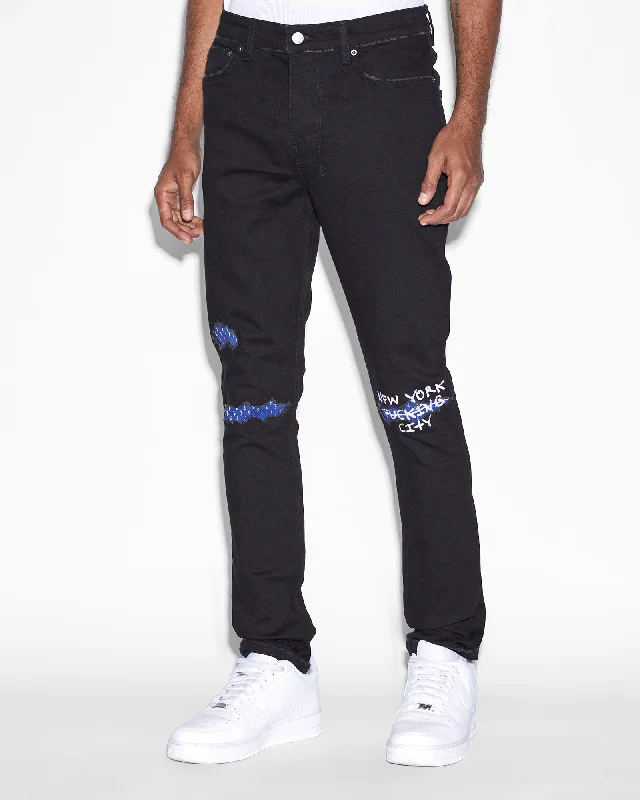 Men's Jeans with a Frayed Hem for a Casual and Effortless StyleCHITCH NYC LAID BLACK Men's Jeans with a Frayed Hem for a Casual and Effortless StyleCHITCH NYC LAID BLACK