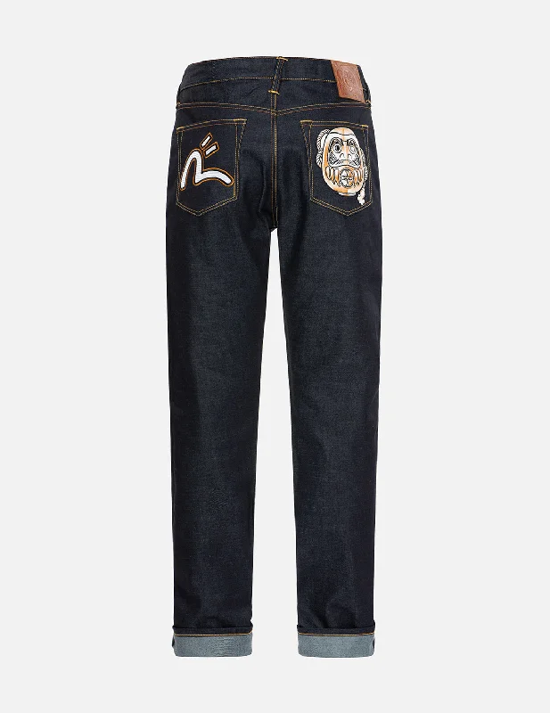 Men's Low - Rise Jeans in a Light Wash for a Casual and Youthful LookDaruma Appliqué Carrot Fit Denim Jeans #2017 Men's Low - Rise Jeans in a Light Wash for a Casual and Youthful LookDaruma Appliqué Carrot Fit Denim Jeans #2017