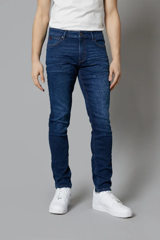 Men's Jeans with a Cargo - Inspired Knee Pocket for Extra StorageFlorida Tapered Fit Jeans In Dark Blue Men's Jeans with a Cargo - Inspired Knee Pocket for Extra StorageFlorida Tapered Fit Jeans In Dark Blue