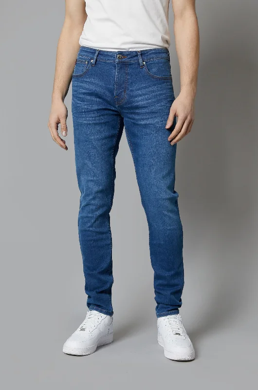 Plus Size Men's Relaxed Fit Jeans with a Faded Wash for a Vintage - Inspired LookFlorida Tapered Fit Jeans In Mid Blue Plus Size Men's Relaxed Fit Jeans with a Faded Wash for a Vintage - Inspired LookFlorida Tapered Fit Jeans In Mid Blue