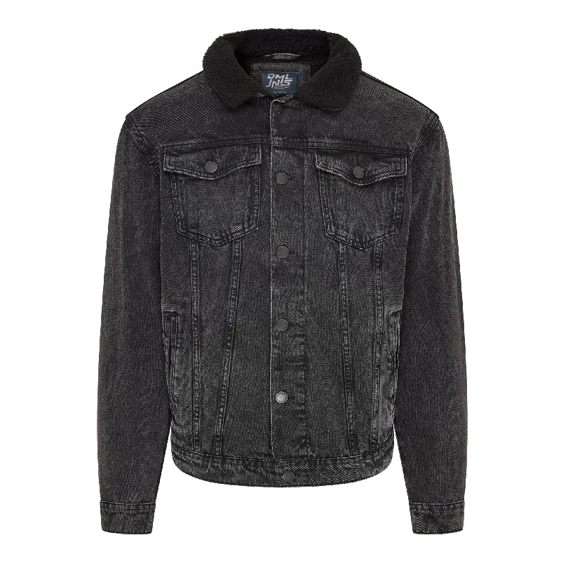 Plus Size Men's Relaxed Fit Jeans with a Faded Wash for a Vintage - Inspired LookFlynn mens borg lined denim jacket in Grey wash Plus Size Men's Relaxed Fit Jeans with a Faded Wash for a Vintage - Inspired LookFlynn mens borg lined denim jacket in Grey wash