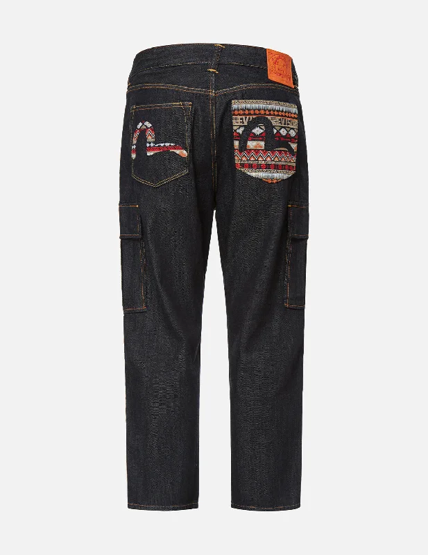 Men's Jeans with a Zip - Off Lower Leg for Convertible StyleFolklore-pattern Seagull Embroidered Cargo Jeans Men's Jeans with a Zip - Off Lower Leg for Convertible StyleFolklore-pattern Seagull Embroidered Cargo Jeans