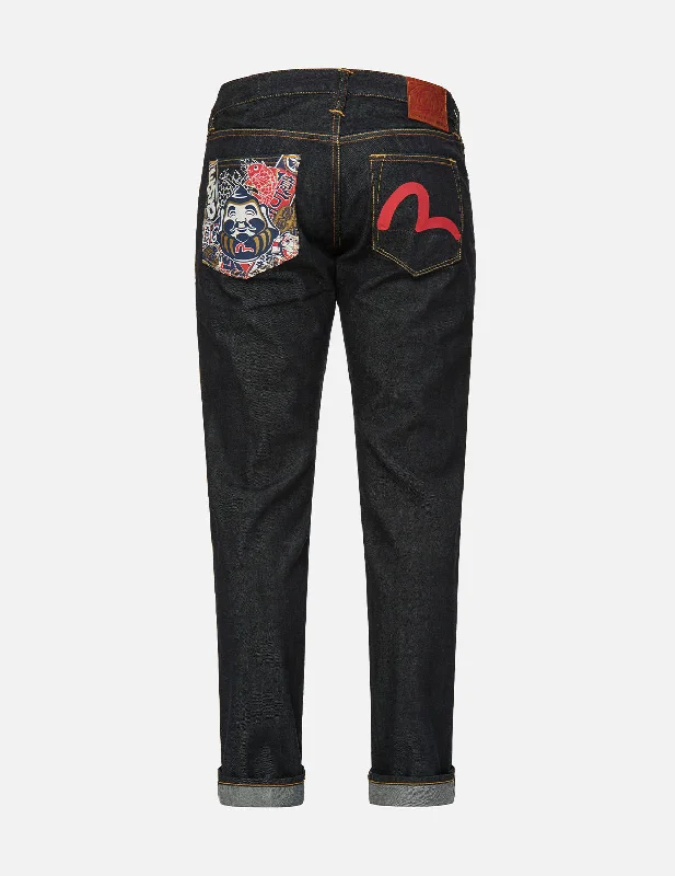 Men's Distressed Jeans with Patches for a Retro and DIY - Inspired AppearanceGodhead Lucky Charms and Seagull Slim Straight fit Jeans #2010