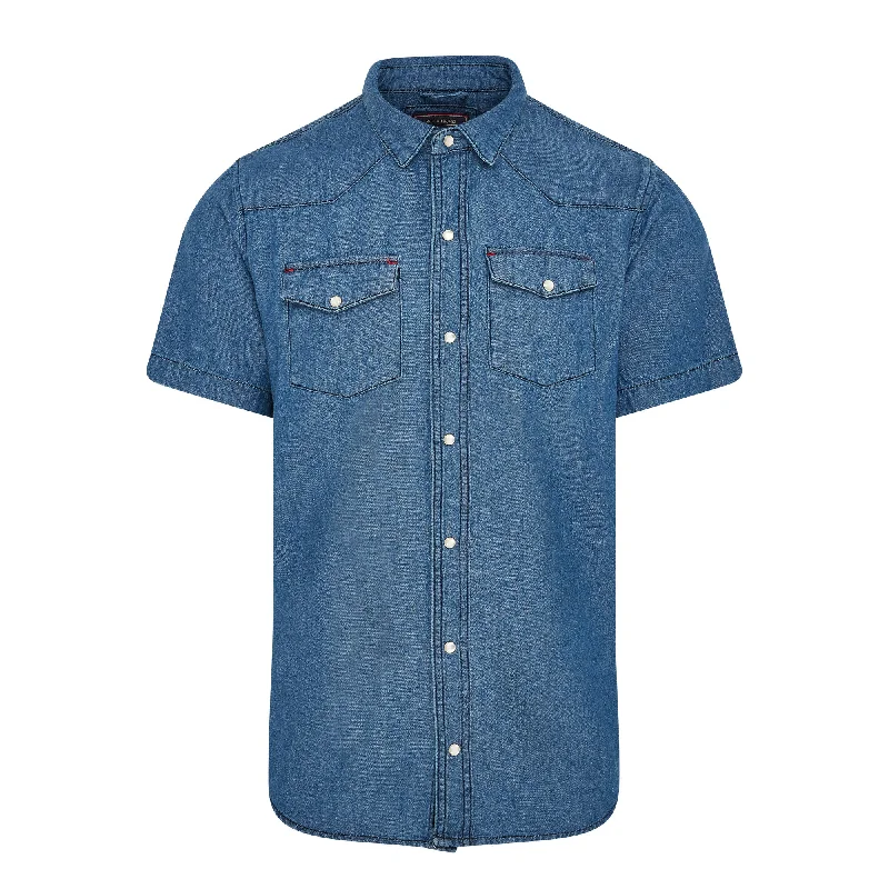 Plus Size Men's Relaxed Fit Jeans with a Tapered Leg for a Laid - Back VibeTroy mens short sleeve light weight denim shirt in Light wash Plus Size Men's Relaxed Fit Jeans with a Tapered Leg for a Laid - Back VibeTroy mens short sleeve light weight denim shirt in Light wash