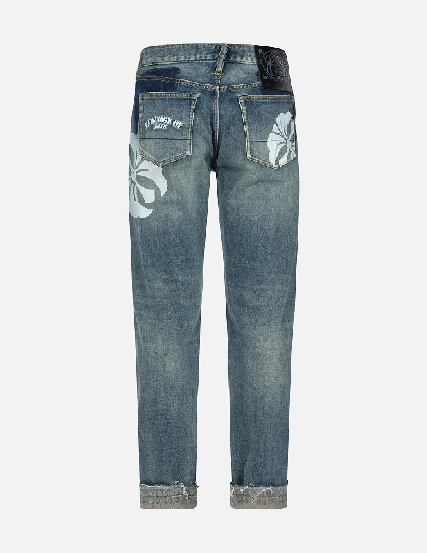 Men's Jeans with an Elastic Waistband for Ultimate ComfortKamon Print Carrot Fit Denim Jeans #2017 Men's Jeans with an Elastic Waistband for Ultimate ComfortKamon Print Carrot Fit Denim Jeans #2017