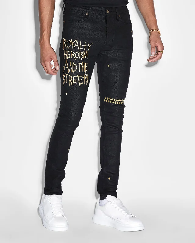 Men's Low - Rise Jeans in a Light Wash for a Casual and Youthful LookKSUBI 23 VAN WINKLE JET BLACK WAX Men's Low - Rise Jeans in a Light Wash for a Casual and Youthful LookKSUBI 23 VAN WINKLE JET BLACK WAX
