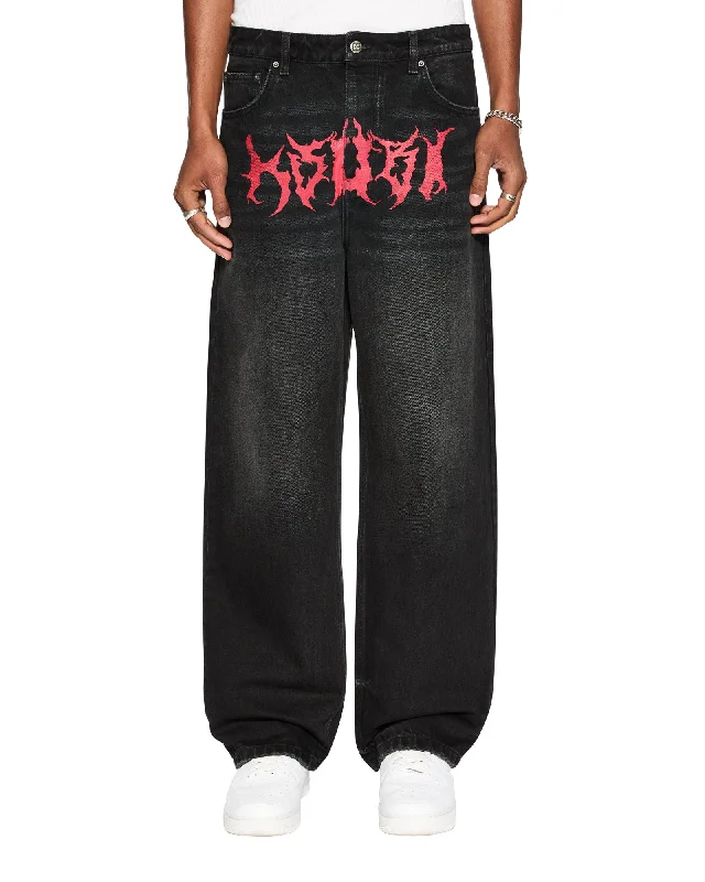 Men's High - Waisted Jeans in a Medium Wash for a Vintage - Style RevivalMAXX SABBATH BLACK Men's High - Waisted Jeans in a Medium Wash for a Vintage - Style RevivalMAXX SABBATH BLACK