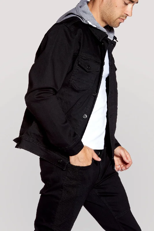 Men's Cargo Jeans with Multiple Pockets for a Practical and Outdoor - Friendly LookMen's Denim Jacket With Built-In Hood - Black Men's Cargo Jeans with Multiple Pockets for a Practical and Outdoor - Friendly LookMen's Denim Jacket With Built-In Hood - Black