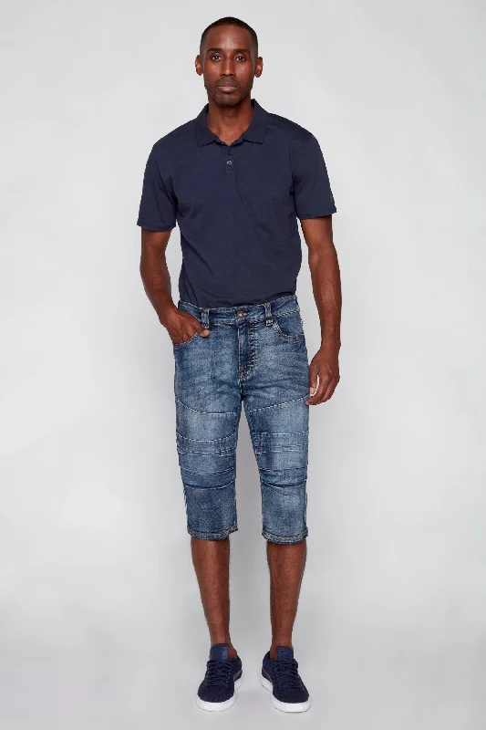 Plus Size Men's Relaxed Fit Jeans with a Tapered Leg for a Laid - Back VibeMen's Denim Moto Capri Shorts - Vintage Medium Blue Plus Size Men's Relaxed Fit Jeans with a Tapered Leg for a Laid - Back VibeMen's Denim Moto Capri Shorts - Vintage Medium Blue