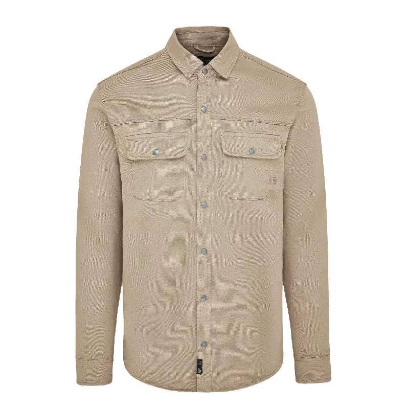 Men's Jeans with an Elastic Waistband for Ultimate ComfortMoore mens long sleeve stretch twill over shirt in Stone Men's Jeans with an Elastic Waistband for Ultimate ComfortMoore mens long sleeve stretch twill over shirt in Stone