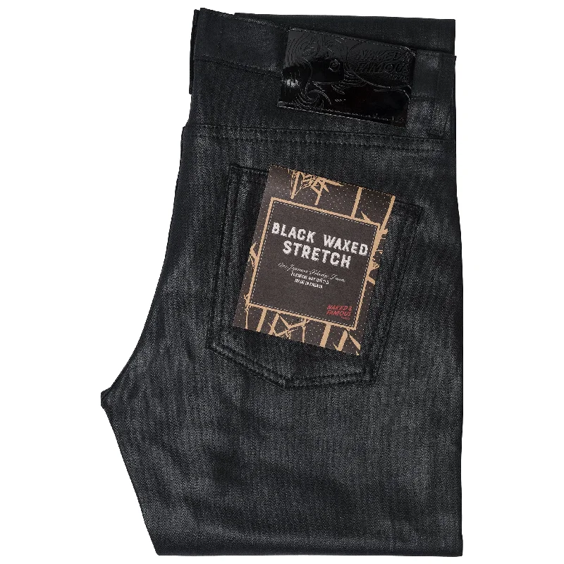 Plus Size Men's Straight Leg Jeans with Reinforced Knees for DurabilitySuper Guy - Wax Coated Black Stretch Plus Size Men's Straight Leg Jeans with Reinforced Knees for DurabilitySuper Guy - Wax Coated Black Stretch