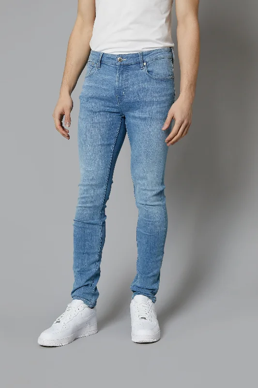 Men's Jeans with a Cargo - Inspired Knee Pocket for Extra StorageNevada Skinny Fit Jeans In Light Blue Men's Jeans with a Cargo - Inspired Knee Pocket for Extra StorageNevada Skinny Fit Jeans In Light Blue