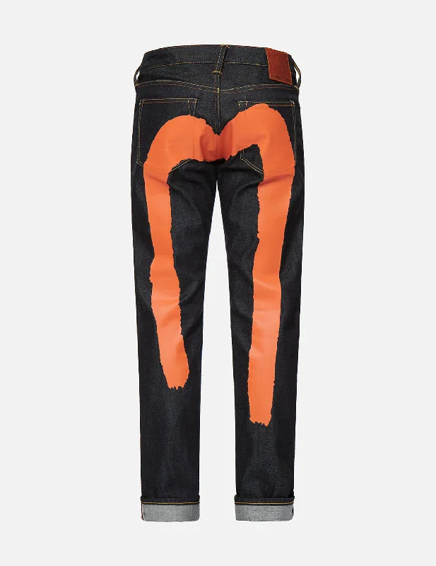 Men's Jeans with a Frayed Hem for a Casual and Effortless StyleOrange Brushstroke Daicock Slim Straight fit Jeans #2010 Men's Jeans with a Frayed Hem for a Casual and Effortless StyleOrange Brushstroke Daicock Slim Straight fit Jeans #2010