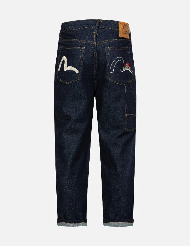 Men's Jeans with a Frayed Hem for a Casual and Effortless StyleSeagull and Godhead Embroidery Balloon Fit Jeans Men's Jeans with a Frayed Hem for a Casual and Effortless StyleSeagull and Godhead Embroidery Balloon Fit Jeans