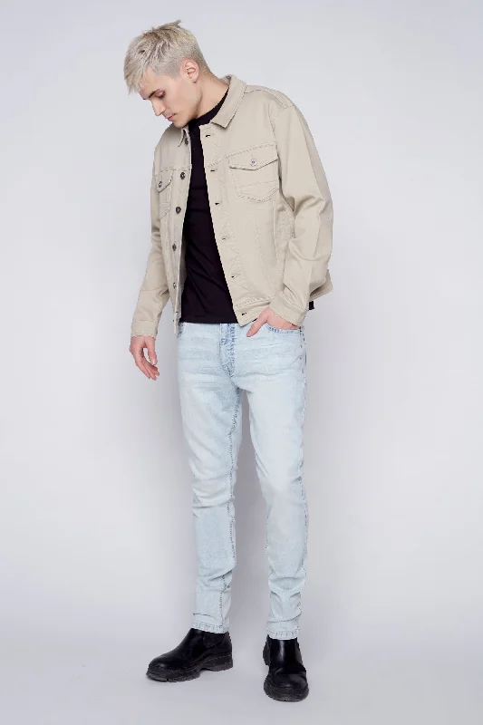 Men's Stretch Jeans with a Moisture - Wicking Lining for Active LifestylesSlim Fit Classic Trucker Knit Jacket - Tan Men's Stretch Jeans with a Moisture - Wicking Lining for Active LifestylesSlim Fit Classic Trucker Knit Jacket - Tan