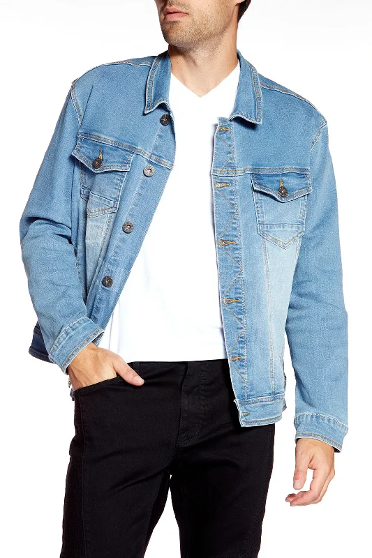 Plus Size Men's Bootcut Jeans with a Belt Loop Upgrade for a Stylish TouchSlim Fit Classic Trucker Jean Jacket - Medium Blue Wash Plus Size Men's Bootcut Jeans with a Belt Loop Upgrade for a Stylish TouchSlim Fit Classic Trucker Jean Jacket - Medium Blue Wash