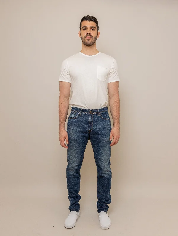 Plus Size Men's Relaxed Fit Jeans with a Faded Wash for a Vintage - Inspired LookSlim Taper Jean - Nakaba Plus Size Men's Relaxed Fit Jeans with a Faded Wash for a Vintage - Inspired LookSlim Taper Jean - Nakaba