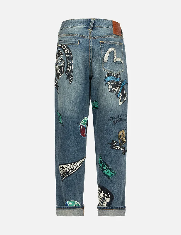 Plus Size Men's Bootcut Jeans with a Relaxed Waist for a Classic and Comfortable FitTake A Chance Print Relax Fit Jeans Plus Size Men's Bootcut Jeans with a Relaxed Waist for a Classic and Comfortable FitTake A Chance Print Relax Fit Jeans