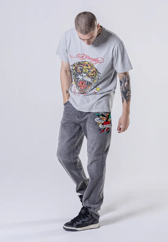 Men's Colored Jeans in Burgundy for a Bold and Fashion - Forward LookMens True-Til-Death Tattoo Graphic Denim Trousers Jeans - Black Men's Colored Jeans in Burgundy for a Bold and Fashion - Forward LookMens True-Til-Death Tattoo Graphic Denim Trousers Jeans - Black