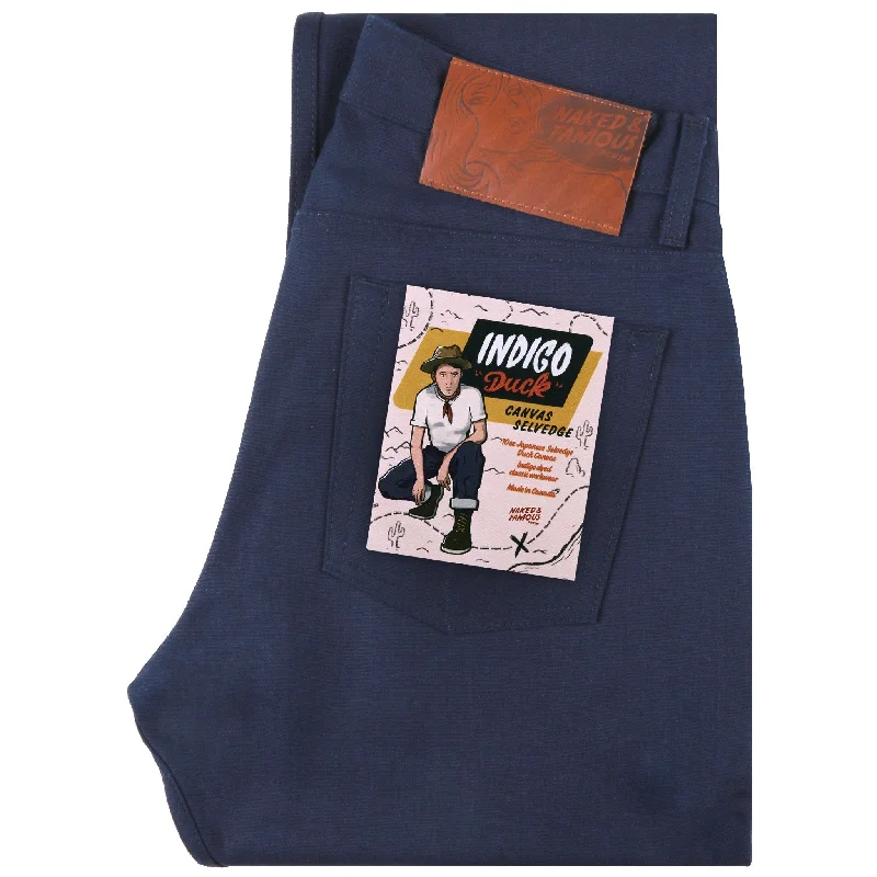 Men's Jeans with a Cargo - Inspired Knee Pocket for Extra StorageWeird Guy - Indigo Duck Canvas Selvedge Men's Jeans with a Cargo - Inspired Knee Pocket for Extra StorageWeird Guy - Indigo Duck Canvas Selvedge