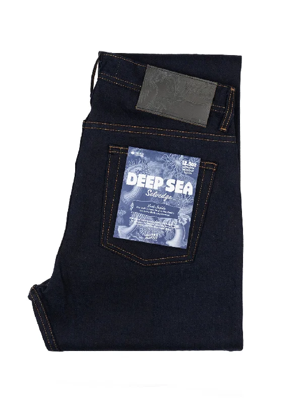 Men's Slim Fit Stretch Jeans in Dark Wash for a Modern and Comfortable LookWeird Guy Jean - Deep Sea Selvedge Men's Slim Fit Stretch Jeans in Dark Wash for a Modern and Comfortable LookWeird Guy Jean - Deep Sea Selvedge