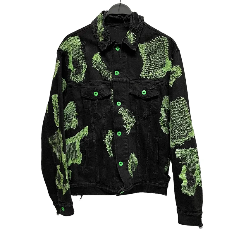 Bomber men jackets with ribbed cuffs for a classic 80s styleENDLESS/Denim Jkt/XS/Cotton/BLK/GREEN STITCHING Bomber men jackets with ribbed cuffs for a classic 80s styleENDLESS/Denim Jkt/XS/Cotton/BLK/GREEN STITCHING