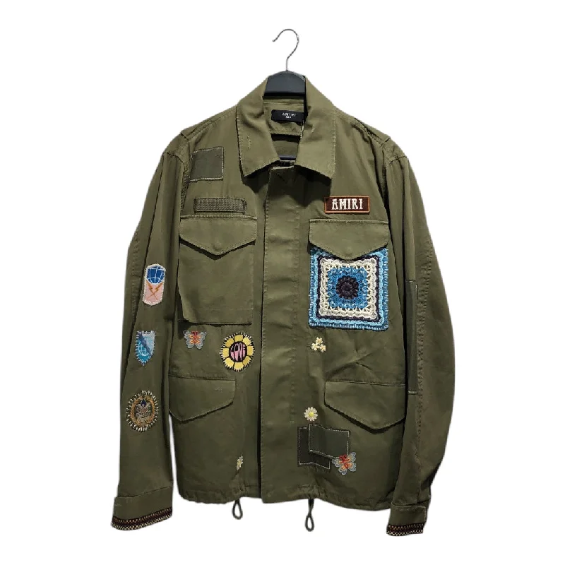 Men jackets with a hidden interior pocket for secure storageAMIRI/Military Jkt/48/Cotton/GRN/MILITARY PATCHWORK JACKET Men jackets with a hidden interior pocket for secure storageAMIRI/Military Jkt/48/Cotton/GRN/MILITARY PATCHWORK JACKET