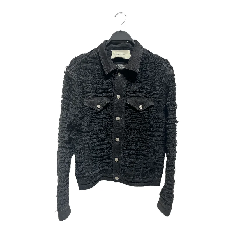 Fleece - lined men jackets for cold - weather commuting1017 ALYX 9SM(ALYX)/Blackmeans/Denim Jkt/M/Cotton/BLK/SHREDDED Fleece - lined men jackets for cold - weather commuting1017 ALYX 9SM(ALYX)/Blackmeans/Denim Jkt/M/Cotton/BLK/SHREDDED
