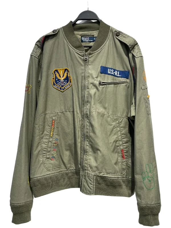 Windbreaker men jackets with UV protection for outdoor activitiesPOLO RALPH LAUREN/Souvenir Jkt/XXL/Cotton/GRN/All Over Print/PEACE LOVE POLO EMBROIDERY Windbreaker men jackets with UV protection for outdoor activitiesPOLO RALPH LAUREN/Souvenir Jkt/XXL/Cotton/GRN/All Over Print/PEACE LOVE POLO EMBROIDERY