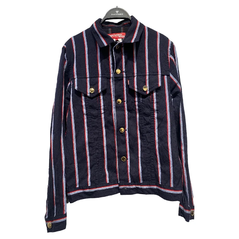 Bomber men jackets with ribbed cuffs for a classic 80s styleJUNYA WATANABE COMME des GARCONS MAN/Levi's/Blouson/L/Wool/NVY/Stripe/DOVER STREET MARKET Bomber men jackets with ribbed cuffs for a classic 80s styleJUNYA WATANABE COMME des GARCONS MAN/Levi's/Blouson/L/Wool/NVY/Stripe/DOVER STREET MARKET