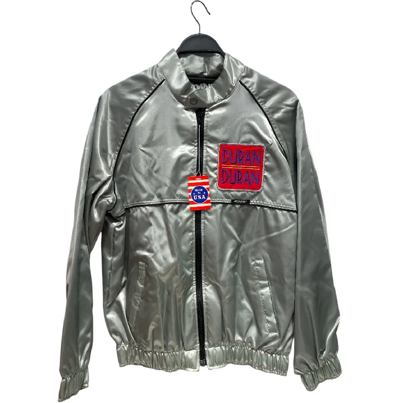 Hooded men jackets with a detachable faux - fur trim for added warmthVintage/Blouson/M/Nylon/GRY/DURAN DURAN Hooded men jackets with a detachable faux - fur trim for added warmthVintage/Blouson/M/Nylon/GRY/DURAN DURAN