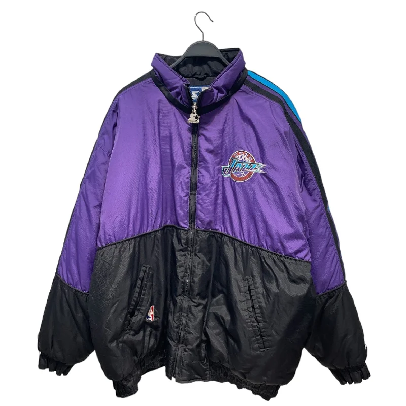 Men jackets with a built - in hood that can be stowed away when not in useSTARTER/Puffer Jkt/XXL/Nylon/PPL/UTAH JAZZ Men jackets with a built - in hood that can be stowed away when not in useSTARTER/Puffer Jkt/XXL/Nylon/PPL/UTAH JAZZ