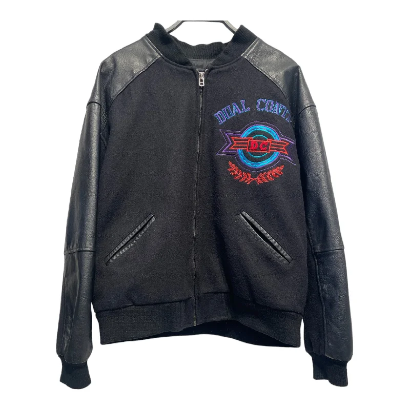 Denim men jackets with embroidered patches for a personalized touchDUAL CONTROL/Baseball Jkt/XL/Leather/BLK/ Denim men jackets with embroidered patches for a personalized touchDUAL CONTROL/Baseball Jkt/XL/Leather/BLK/