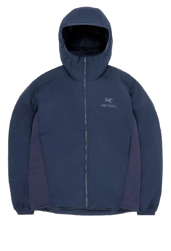 Plus - size men jackets with adjustable drawstrings for a comfortable fitArc'teryx Men's Atom Hoodie - Black Sapphire Plus - size men jackets with adjustable drawstrings for a comfortable fitArc'teryx Men's Atom Hoodie - Black Sapphire