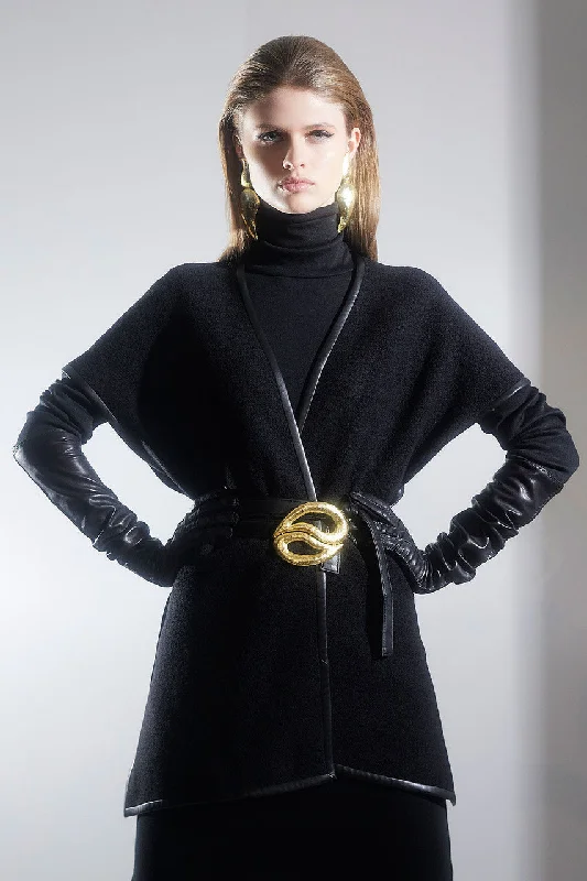 Men jackets with a zip - off sleeves to convert to a vestBoiled Wool Poncho Wrap