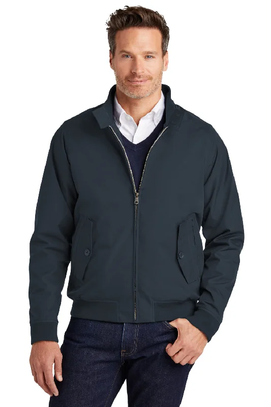 Slim - fit leather men jackets with a distressed finish for a rugged lookBrooks Brothers Mens Water Resistant Full Zip Bomber Jacket - Night Navy Blue Slim - fit leather men jackets with a distressed finish for a rugged lookBrooks Brothers Mens Water Resistant Full Zip Bomber Jacket - Night Navy Blue