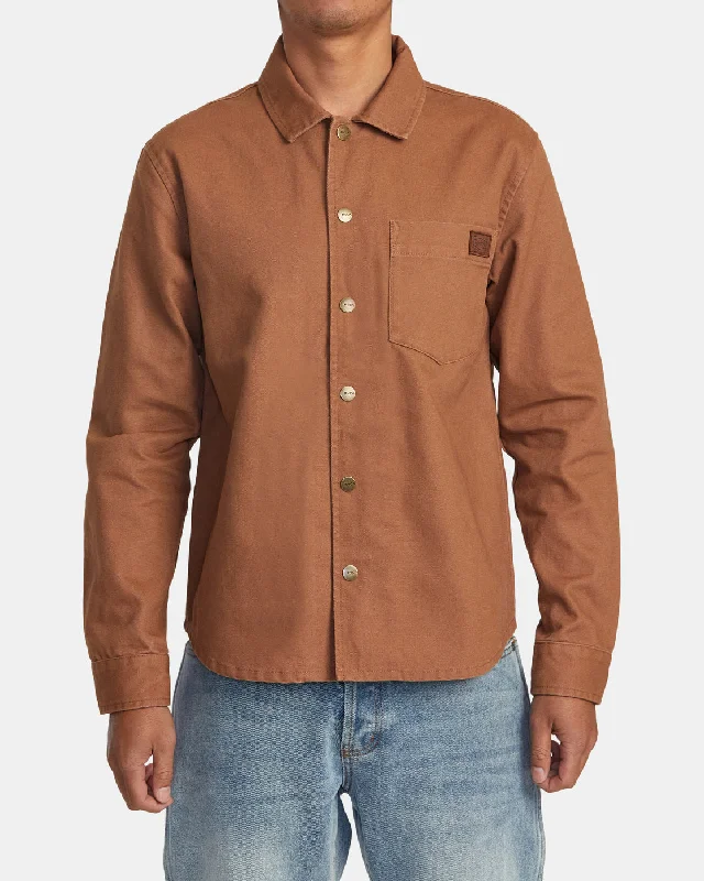 Fleece - lined men jackets for cold - weather commutingChainmail Canvas Overshirt - Rawhide Fleece - lined men jackets for cold - weather commutingChainmail Canvas Overshirt - Rawhide