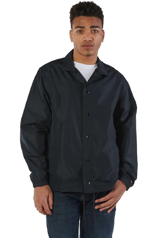 Down - filled men jackets in bright colors for winter fashionChampion Mens Wind & Water Resistant Snap Down Coach's Jacket - Black Down - filled men jackets in bright colors for winter fashionChampion Mens Wind & Water Resistant Snap Down Coach's Jacket - Black