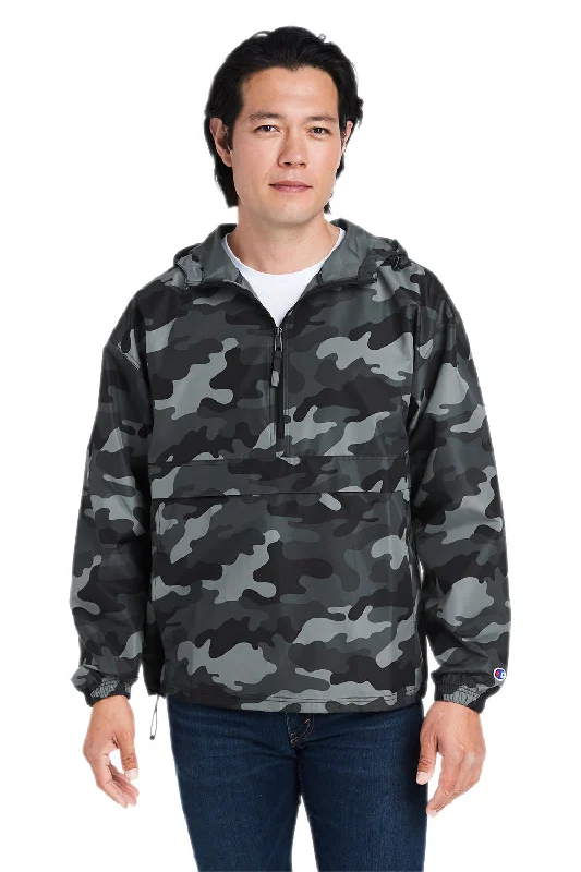 Men jackets with a zip - off sleeves to convert to a vestChampion Mens Packable Wind & Water Resistant Anorak 1/4 Zip Hooded Jacket - Concrete Grey Camo Men jackets with a zip - off sleeves to convert to a vestChampion Mens Packable Wind & Water Resistant Anorak 1/4 Zip Hooded Jacket - Concrete Grey Camo