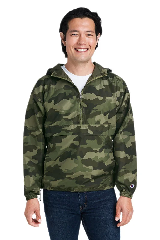 Corduroy men jackets in earthy tones for a rustic charmChampion Mens Packable Wind & Water Resistant Anorak 1/4 Zip Hooded Jacket - Olive Green Camo Corduroy men jackets in earthy tones for a rustic charmChampion Mens Packable Wind & Water Resistant Anorak 1/4 Zip Hooded Jacket - Olive Green Camo