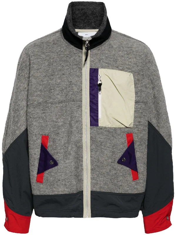 Men jackets with a zip - off sleeves to convert to a vestColour-Block Panelled Bomber Jacket Men jackets with a zip - off sleeves to convert to a vestColour-Block Panelled Bomber Jacket