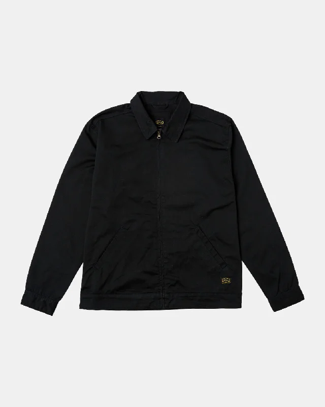Plus - size men jackets with adjustable drawstrings for a comfortable fitDayshift Twill Jacket - RVCA Black Plus - size men jackets with adjustable drawstrings for a comfortable fitDayshift Twill Jacket - RVCA Black