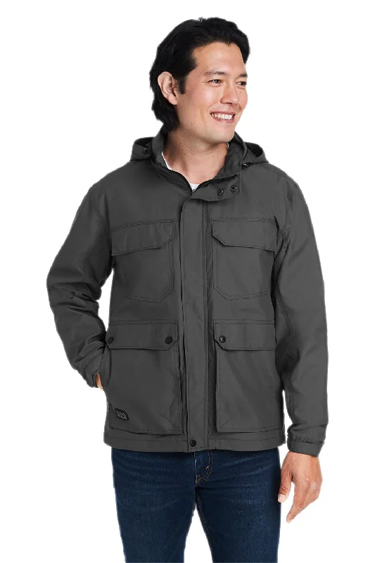 Slim - fit leather men jackets with a distressed finish for a rugged lookDri Duck Mens Windproof & Waterproof Full Zip Hooded Field Jacket - Charcoal Grey Slim - fit leather men jackets with a distressed finish for a rugged lookDri Duck Mens Windproof & Waterproof Full Zip Hooded Field Jacket - Charcoal Grey