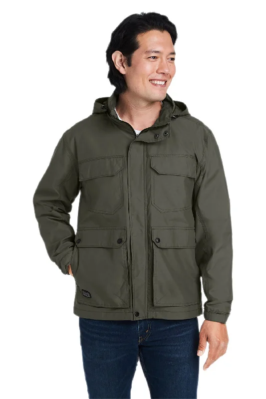 Men jackets with a built - in hood that can be stowed away when not in useDri Duck Mens Windproof & Waterproof Full Zip Hooded Field Jacket - Olive Green Men jackets with a built - in hood that can be stowed away when not in useDri Duck Mens Windproof & Waterproof Full Zip Hooded Field Jacket - Olive Green