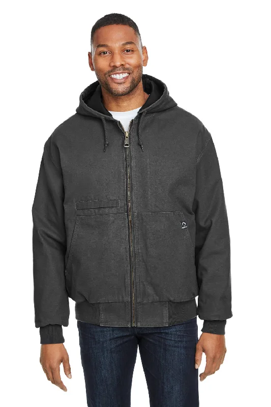 Fleece - lined men jackets for cold - weather commutingDri Duck Mens Laramie Canvas Full Zip Hooded Jacket - Charcoal Grey Fleece - lined men jackets for cold - weather commutingDri Duck Mens Laramie Canvas Full Zip Hooded Jacket - Charcoal Grey