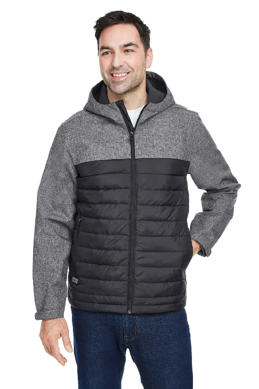 Checkered men jackets in a plaid pattern for a preppy appearanceDri Duck Mens Pinnacle Water Resistant Puffer Full Zip Hooded Jacket - Heather Black/Black Checkered men jackets in a plaid pattern for a preppy appearanceDri Duck Mens Pinnacle Water Resistant Puffer Full Zip Hooded Jacket - Heather Black/Black