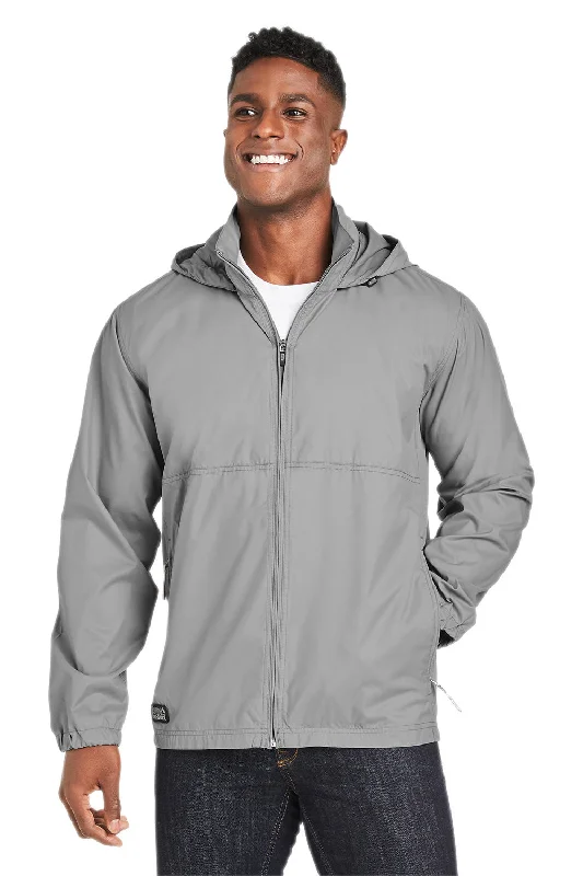 Bomber men jackets with ribbed cuffs for a classic 80s styleDri Duck Mens River Water Resistant Packable Full Zip Hooded Jacket - Grey Bomber men jackets with ribbed cuffs for a classic 80s styleDri Duck Mens River Water Resistant Packable Full Zip Hooded Jacket - Grey