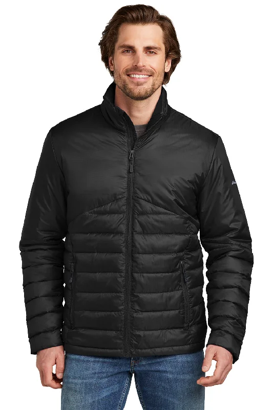 Bomber men jackets with ribbed cuffs for a classic 80s styleEddie Bauer Mens Water Resistant Quilted Full Zip Jacket - Deep Black Bomber men jackets with ribbed cuffs for a classic 80s styleEddie Bauer Mens Water Resistant Quilted Full Zip Jacket - Deep Black