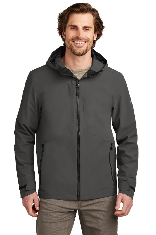 Checkered men jackets in a plaid pattern for a preppy appearanceEddie Bauer Mens WeatherEdge Plus Waterproof Full Zip Hooded Jacket - Iron Gate Grey
